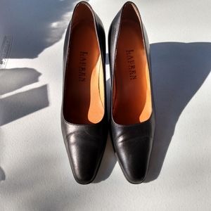 Lauren Ralph Lauren Black Leather Heels Fair - 5.5